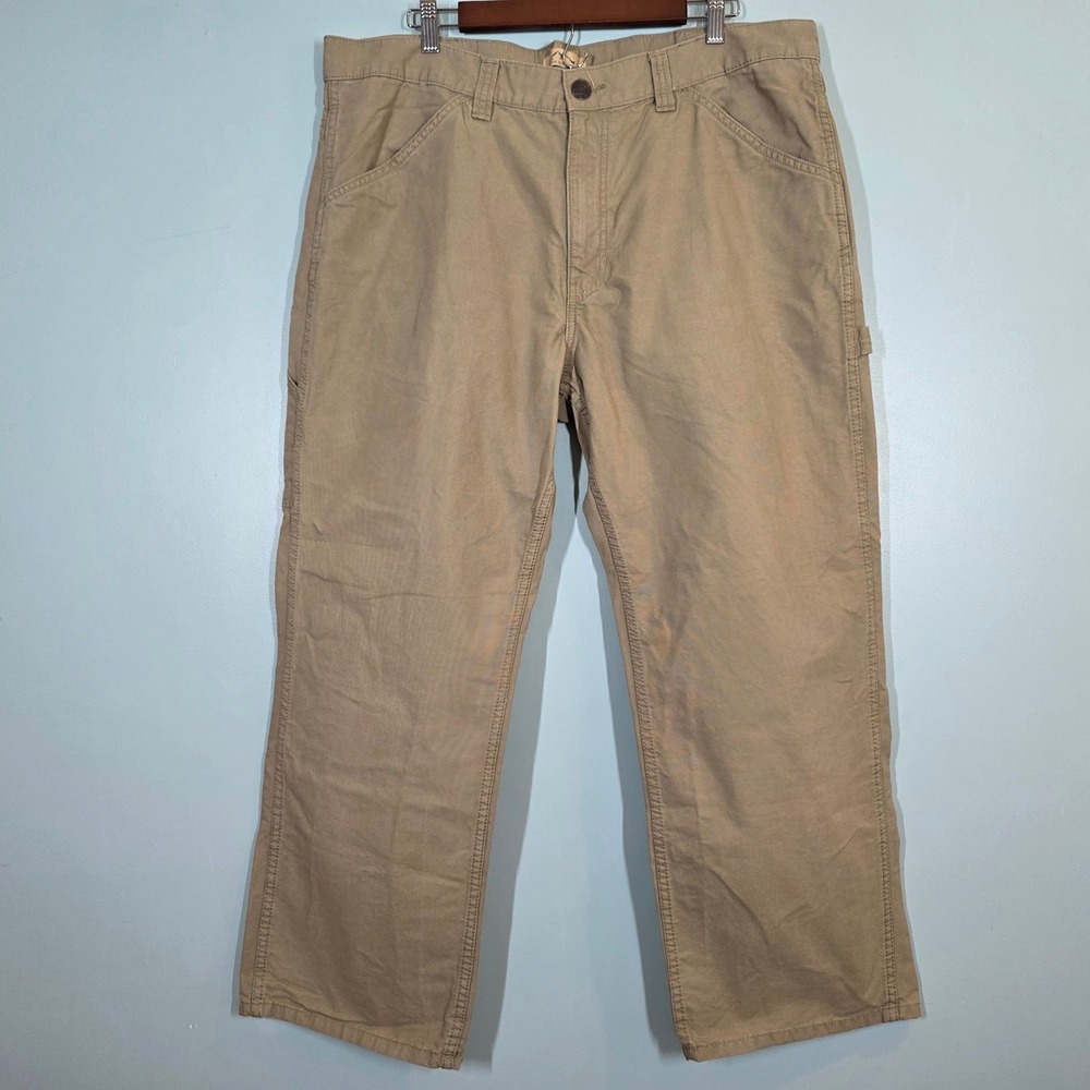 Blue Mountain Mens Carpenter Pants Tan Khaki Cotton Canvas Workwear 40x30 3647TS